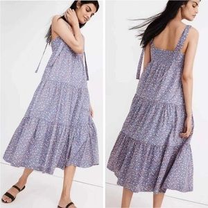 Madewell tie strap tiered midi dress in summer vines
